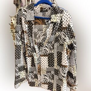 Ashley Stewart Black and White Animal Print Blouse